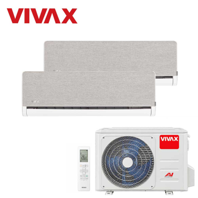 Aer conditionat multisplit Vivax 18000 BTU, 2 unitati H-design, 12+12 BTU, Silver