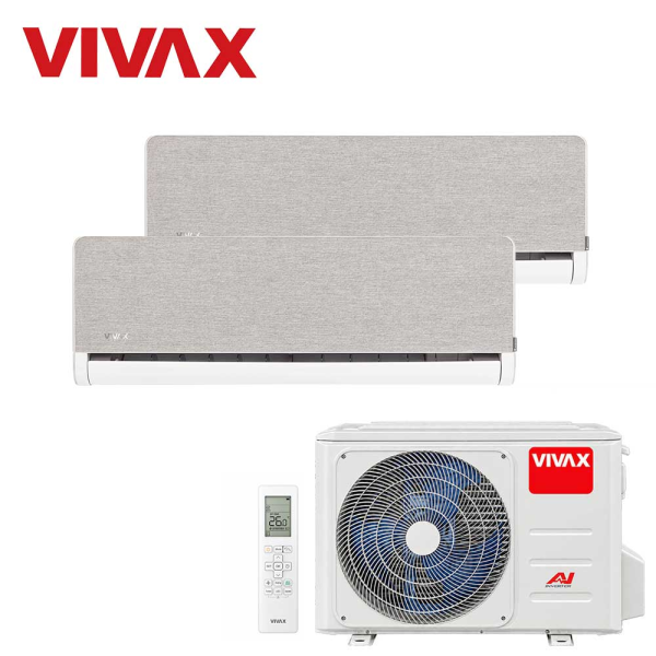 Aer conditionat multisplit Vivax 18000 BTU, 2 unitati H-design, 12+12 BTU, Silver