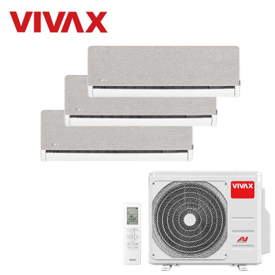 Aer conditionat multisplit Vivax 27000 BTU, 3 unitati H-design, 12+12+12 BTU, Silver