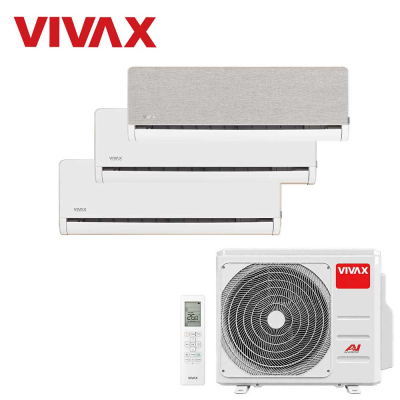 Aer conditionat multisplit Vivax 27000 BTU, 3 unitati H-design, 9+9+12 BTU, White/Silver