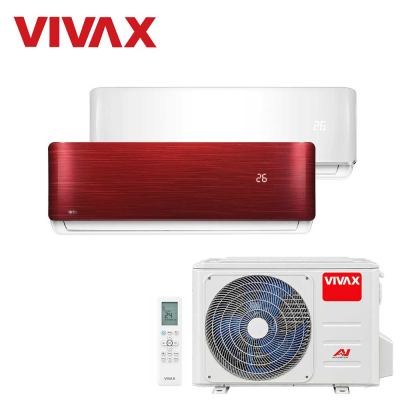 Aer conditionat multisplit Vivax 14000 BTU, 2 unitati R-design, 9+12 BTU, White/Red