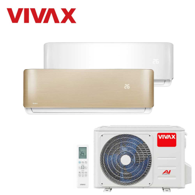 Aer conditionat multisplit Vivax 14000 BTU, 2 unitati R-design, 9+12 BTU, White/Gold