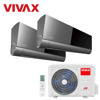 Aer conditionat multisplit Vivax 14000 BTU, 2 unitati V-design, 9+9 BTU, Grey Mirror