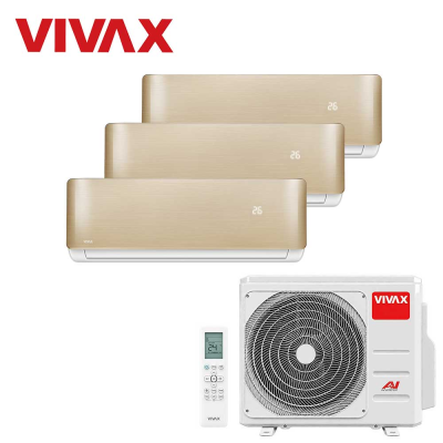 Aer conditionat multisplit Vivax 21000 BTU, 3 unitati R-design, 9+9+9 BTU, Gold