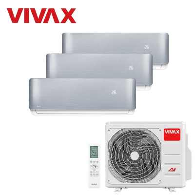Aer conditionat multisplit Vivax 21000 BTU, 3 unitati R-design, 9+9+12 BTU, Silver