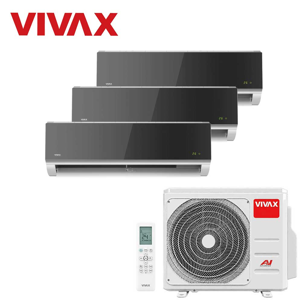 Aer conditionat multisplit Vivax 27000 BTU, 3 unitati R-design, 12+12+12 BTU, Silver Mirror