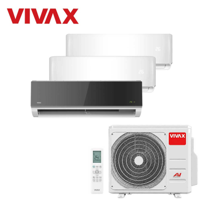 Aer conditionat multisplit Vivax 27000 BTU, 3 unitati R-design, 9+9+12 BTU, White/Silver Mirror