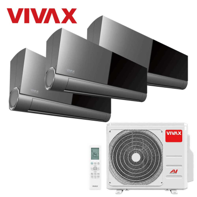 Aer conditionat multisplit Vivax 21000 BTU, 3 unitati V-design, 9+9+9 BTU, Grey Mirror