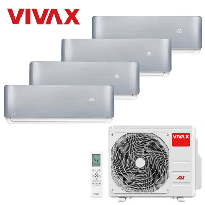 Aer conditionat multisplit Vivax 28000 BTU, 4 unitati R-design, 9+9+9+12 BTU, Silver
