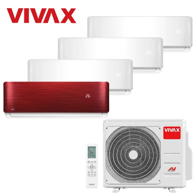 Aer conditionat multisplit Vivax 28000 BTU, 4 unitati R-design, 9+9+9+12 BTU, White/Red
