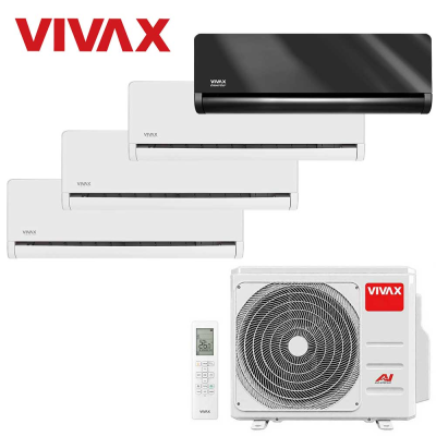 Aer conditionat multisplit Vivax 36000 BTU, 4 unitati H-design, 9+9+9+12 BTU, White/Gray Mirror