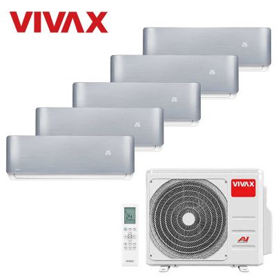 Aer conditionat multisplit Vivax 42000 BTU, 5 unitati R-design, 9+9+9+12+12 BTU, Silver