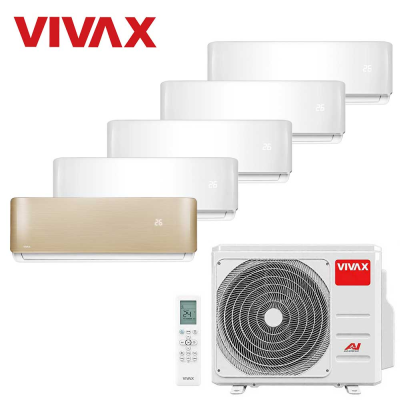 Aer conditionat multisplit Vivax 42000 BTU, 5 unitati R-design, 9+9+9+9+12 BTU, White/Gold