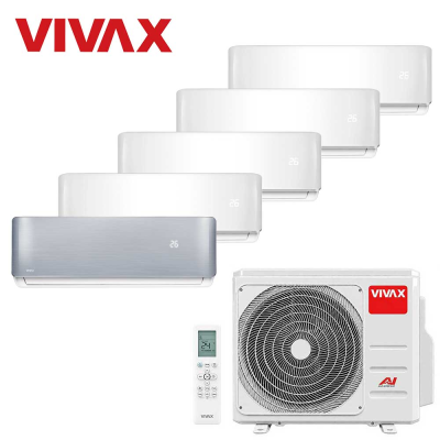 Aer conditionat multisplit Vivax 42000 BTU, 5 unitati R-design, 9+9+9+9+12 BTU, White/Silver