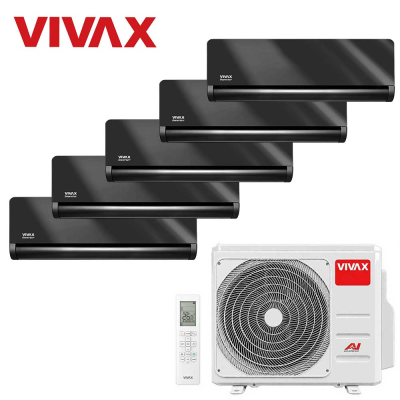 Aer conditionat multisplit Vivax 42000 BTU, 5 unitati H-design, 9+9+9+9+12 BTU, Gray Mirror