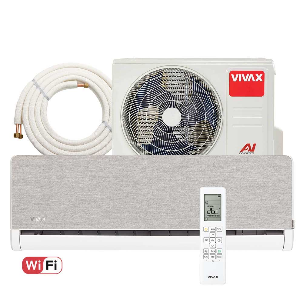 Aer conditionat Vivax H+Design 12000 BTU - WiFi, Kit inclus, Silver