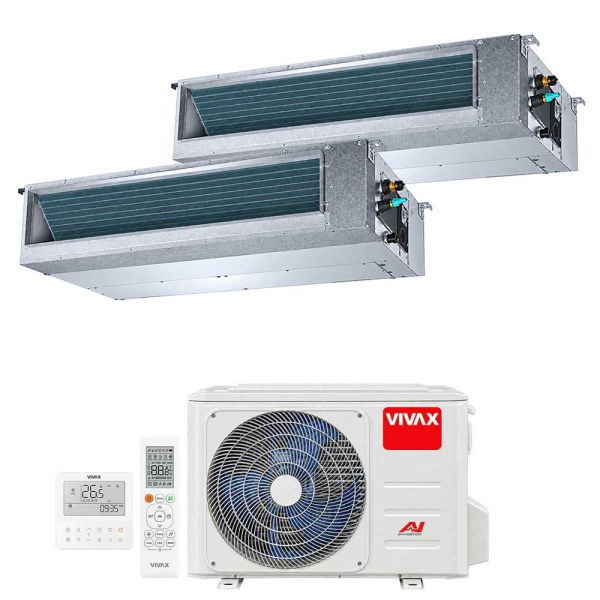 Aer conditionat multisplit Vivax 18000 BTU - 2 unitati Duct de tavan, 12+12 BTU