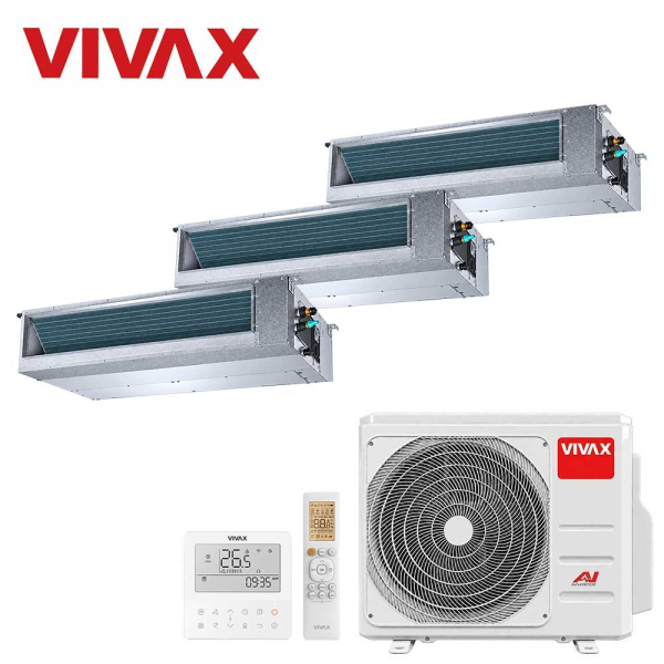 Aer conditionat multisplit Vivax 21000 BTU - 3 unitati Duct de tavan, 12+12+12 BTU