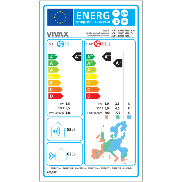 Aer conditionat Vivax H+Design 12000 BTU - WiFi, Gold