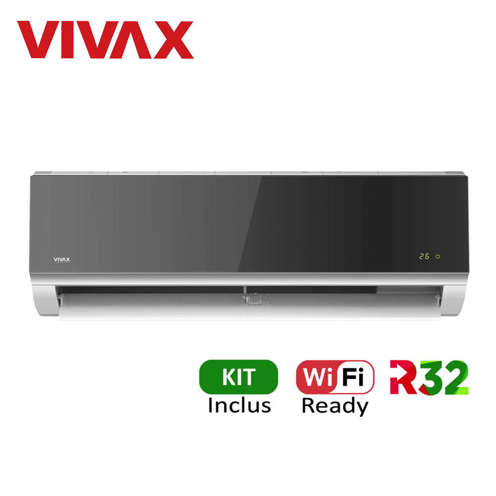 Aer conditionat Vivax R-Design 12000 BTU - Kit inclus, Silver Mirror