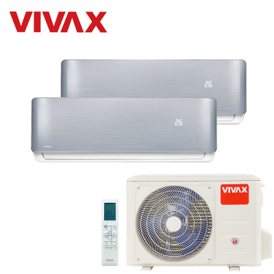 Aer conditionat multisplit Vivax 18000 BTU, 2 unitati R-design, 9+12 BTU, Silver