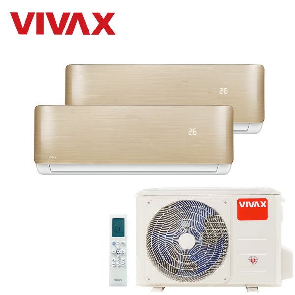 Aer conditionat multisplit Vivax 14000 BTU, 2 unitati R-design, 9+9 BTU, Gold