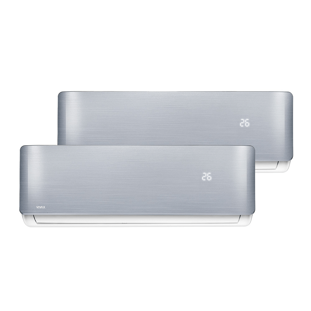 Aer conditionat multisplit Vivax 14000 BTU, 2 unitati R-design, 9+9 BTU, Silver