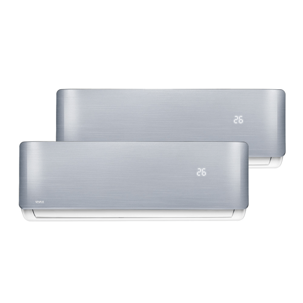 Aer conditionat multisplit Vivax 14000 BTU, 2 unitati R-design, 9+9 BTU, Silver