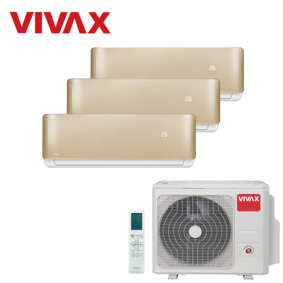 Aer conditionat multisplit Vivax 21000 BTU, 3 unitati R-design, 12+12+12 BTU, Gold