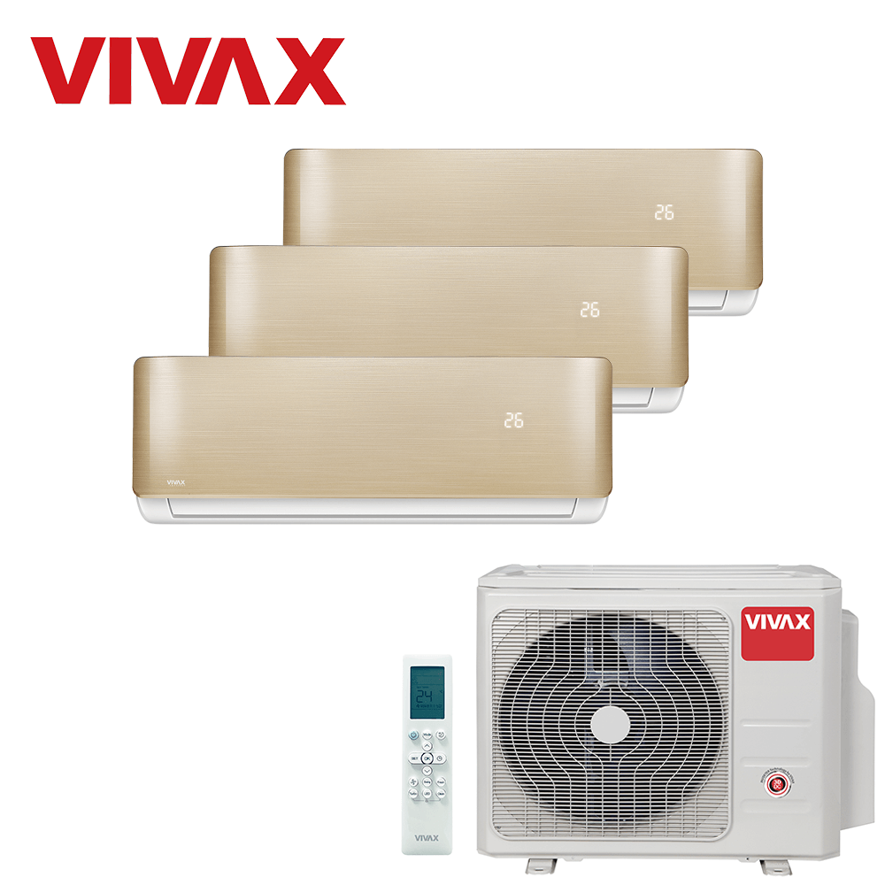 Aer conditionat multisplit Vivax 27000 BTU, 3 unitati R-design, 9+9+9 BTU, Gold