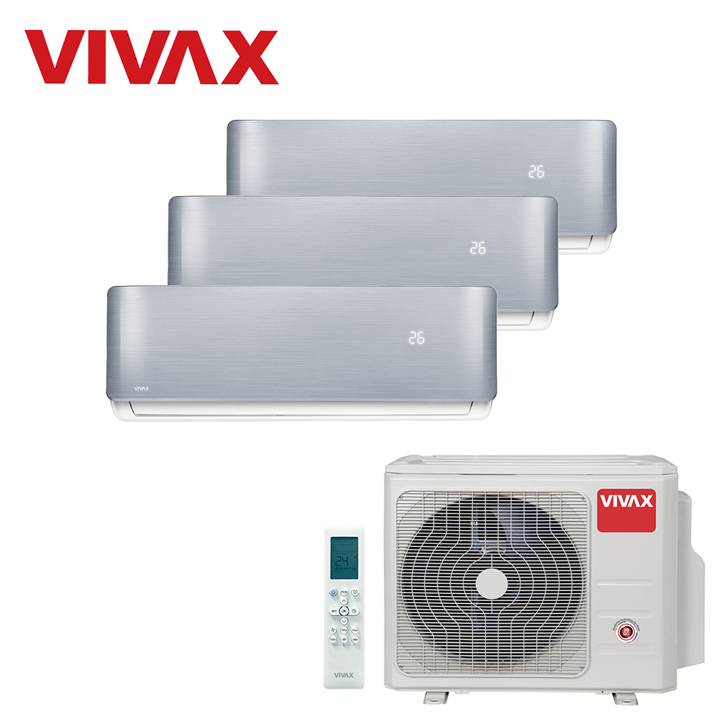 Aer conditionat multisplit Vivax 27000 BTU, 3 unitati R-design, 9+9+12 BTU, Silver
