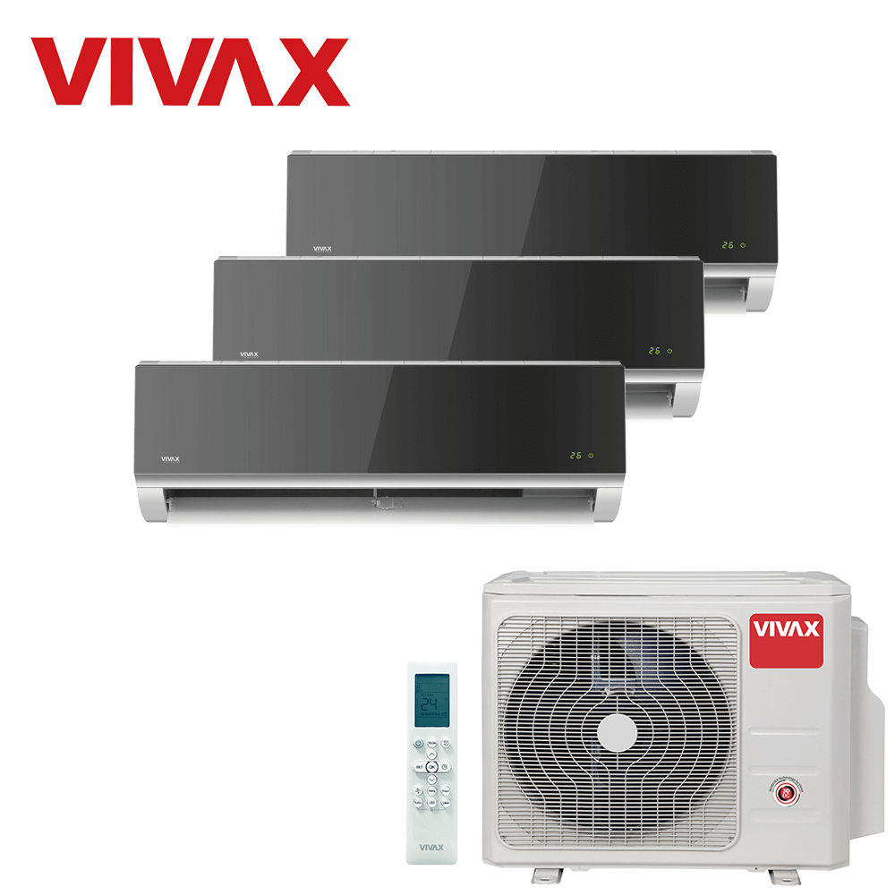 Aer conditionat multisplit Vivax 27000 BTU, 3 unitati R-design, 12+12+12 BTU, Silver Mirror