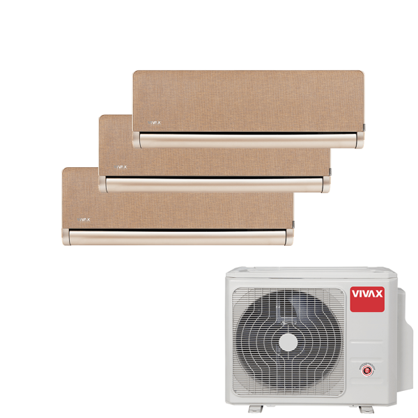 Aer conditionat multisplit Vivax 27000 BTU, 3 unitati H-design, 12+12+12 BTU, Gold