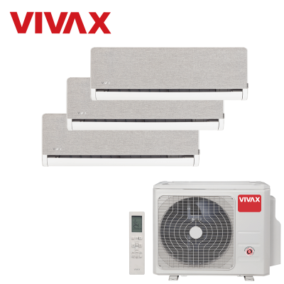 Aer conditionat multisplit Vivax 27000 BTU, 3 unitati H-design, 12+12+12 BTU, Silver
