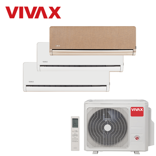 Aer conditionat multisplit Vivax 27000 BTU, 3 unitati H-design, 9+9+12 BTU, White/Gold