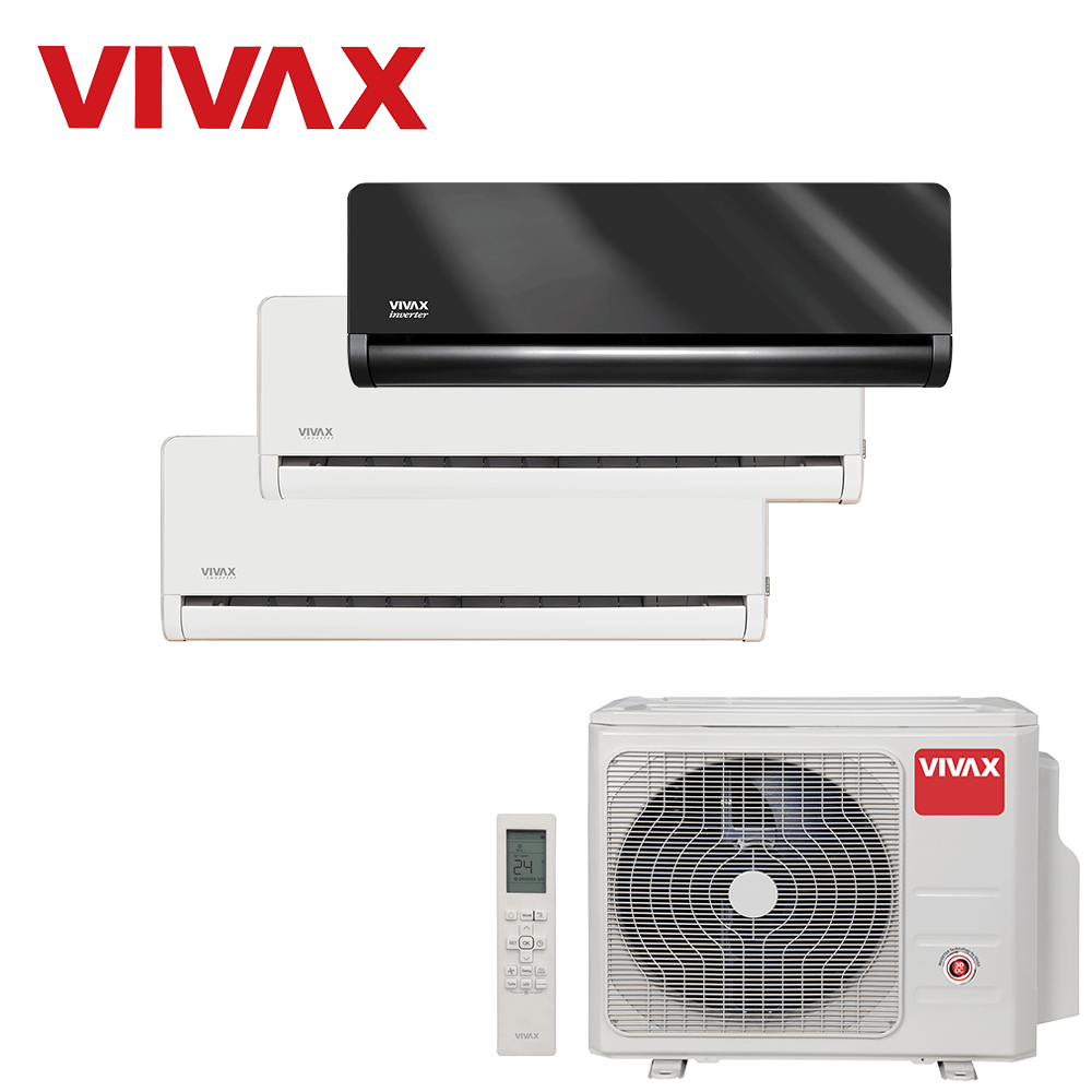 Aer conditionat multisplit Vivax 27000 BTU, 3 unitati H-design, 9+9+12 BTU, White/Gray Mirror