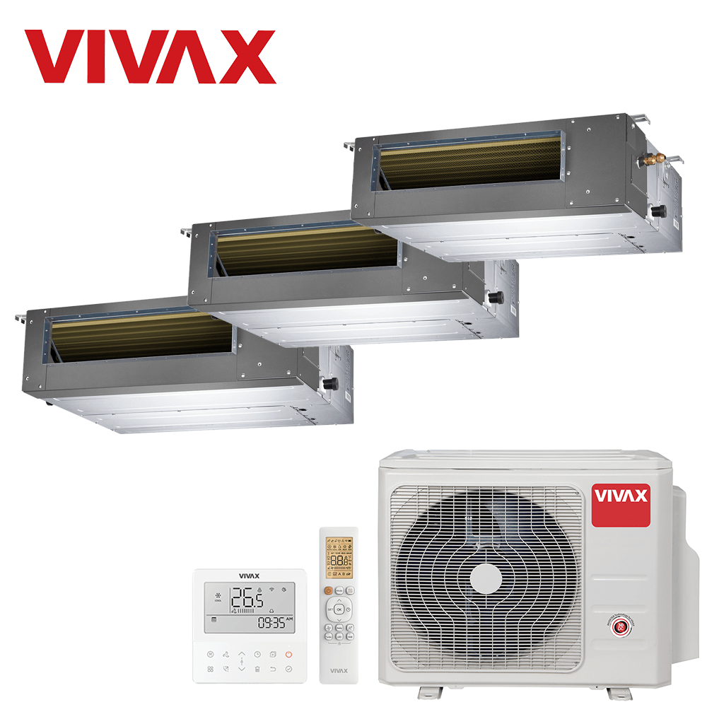 Aer conditionat multisplit Vivax 21000 BTU - 3 unitati Duct de tavan, 12+12+12 BTU