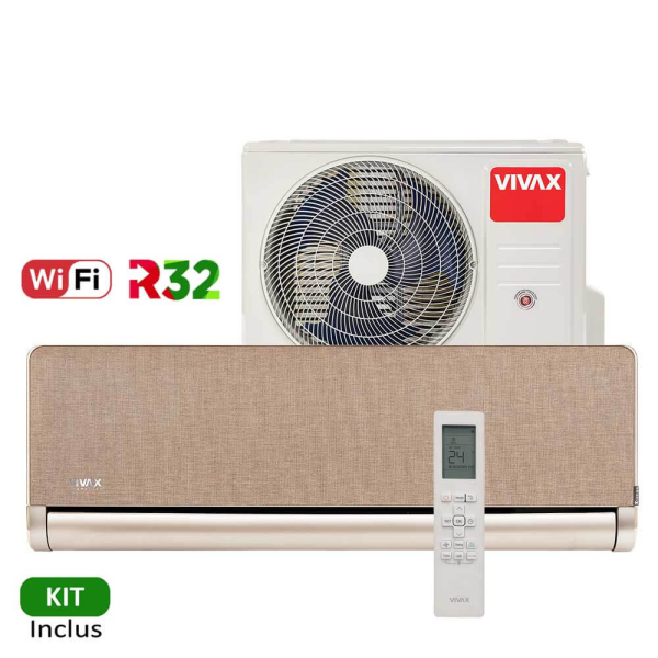 Aer conditionat Vivax H+Design 12000 BTU - WiFi, Kit inclus, Gold