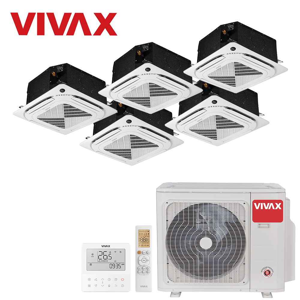 Aer conditionat multisplit Vivax 42000 BTU - 5 unitati Caseta 4 directii, 12+12+12+12+12 BTU