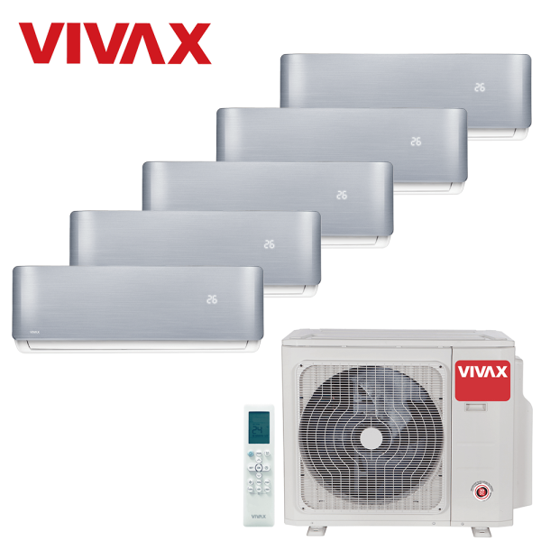 Aer conditionat multisplit Vivax 42000 BTU, 5 unitati R-design, 9+9+9+9+12 BTU, Silver