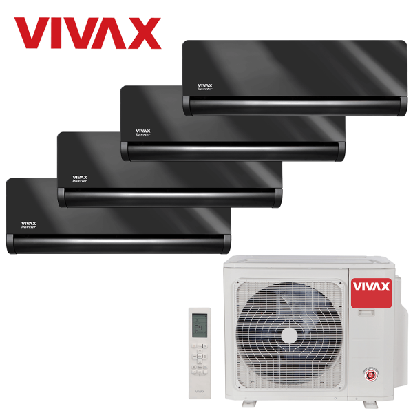 Aer conditionat multisplit Vivax 36000 BTU, 4 unitati H-design, 9+9+9+12 BTU, Gray Mirror