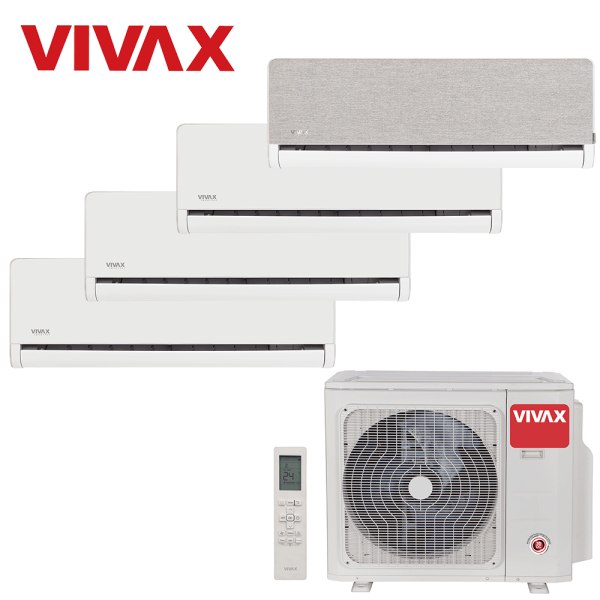 Aer conditionat multisplit Vivax 36000 BTU, 4 unitati H-design, 9+9+9+12 BTU, White/Silver