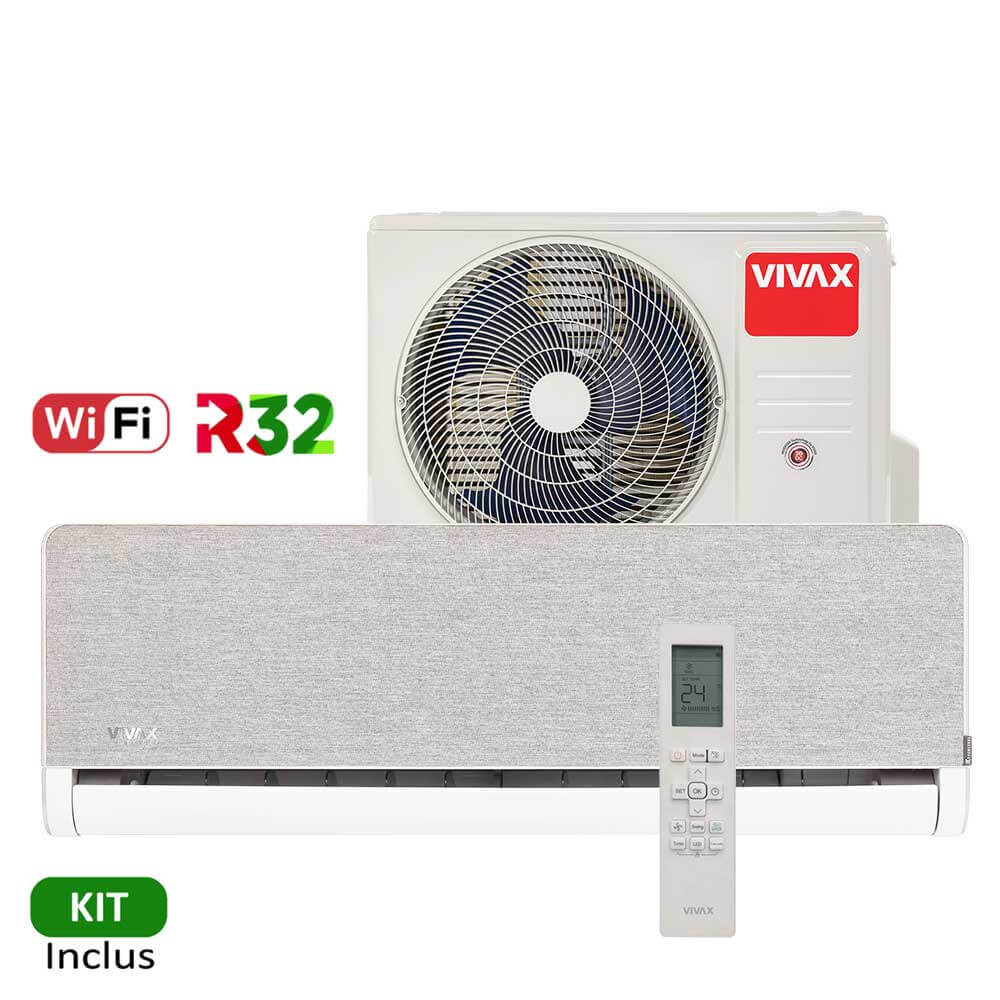 Aer conditionat Vivax H+Design 9000 BTU - WiFi, Kit inclus, Silver