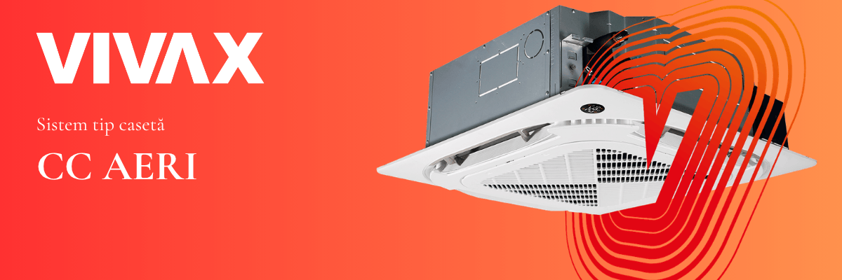 Aer conditionat Vivax Caseta Compact 4 directii R32 Inverter AI pentru tavan casetat 600x600 mm