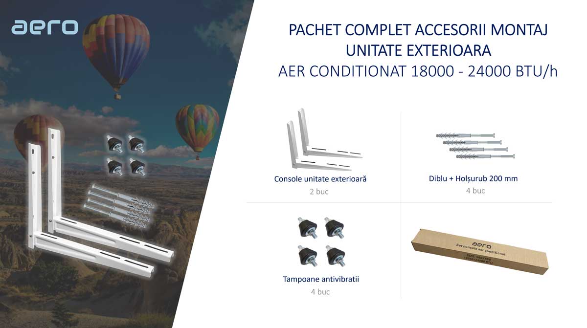 Pachet complet accesorii montaj unitate exterioara aer conditionat 18000-24000 BTU